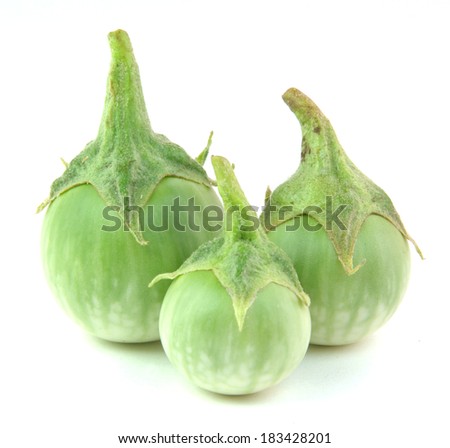 Green egg plant isolated on white background.