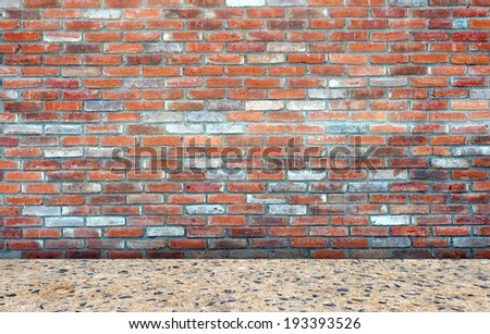 Brick wall and cement ground, perspective room.