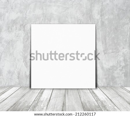 Blank white paper poster and light gray cement wall, background, template