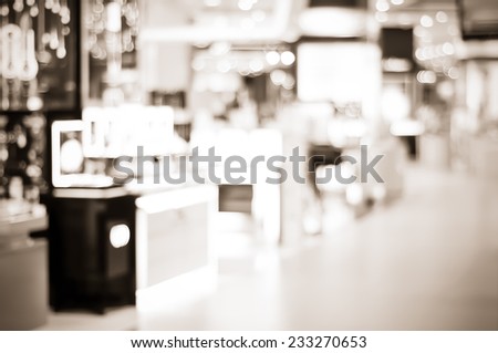 Vintage filtered blur store with bokeh background