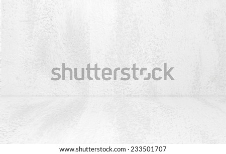 Empty white cement room in perspective, vintage, grunge background, template, display