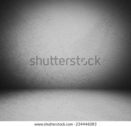 Empty cement room in perspective, gray tone, vintage, grunge background, template, display