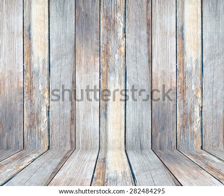 Empty vintage wooden room in perspective view, grunge background.
