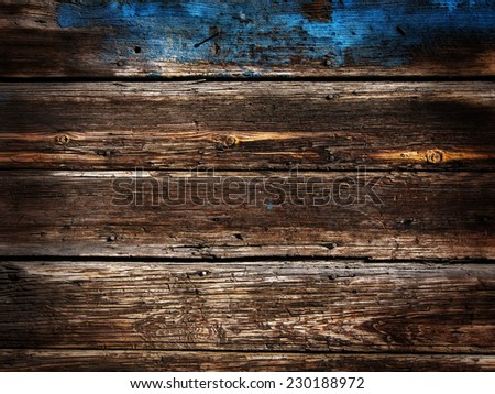 Old Wood Background - blue poured paint vignette