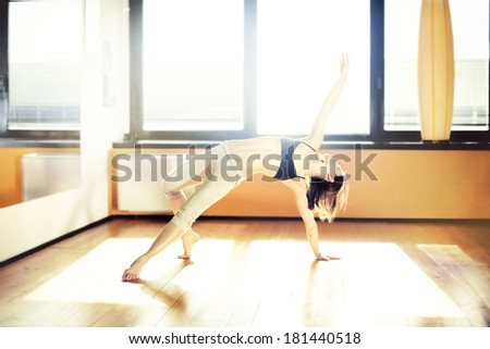 beauty woman dancing, performing in a dance room