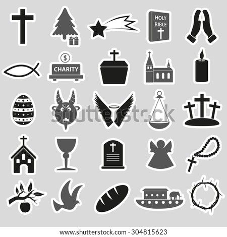 christianity religion symbols vector set of stickers eps10
