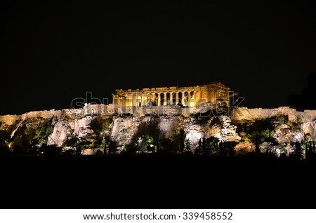 Greece Parthenon Acropolis of Athens night photo