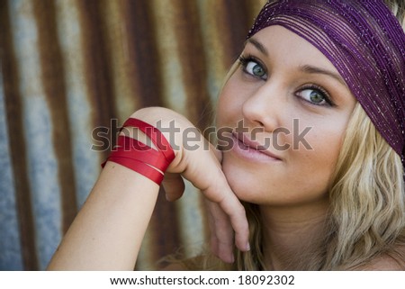 stock photo beautiful hippie girl in the country