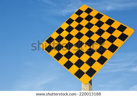 Close up of yellow and black dead end road sign