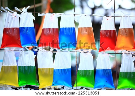 colorful water in plastic bag, used for background