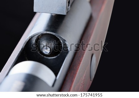 Rifle with a lead bullet closeup on white background