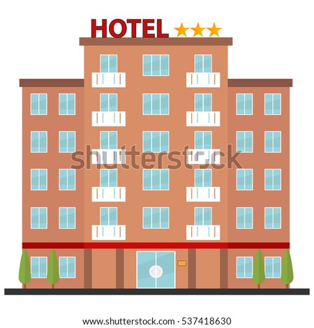 Hotel, icon hotel, reservation, porter, recreation, building. Flat design, vector.