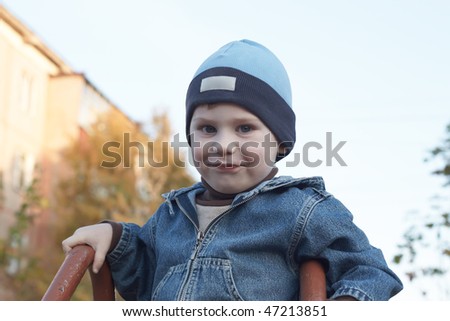 The little boy on walk in the spring