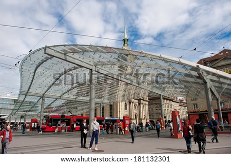 BERN, SWITZERLAND - OCTOBER 02, 2010 : Glass roof close to central railway station of Bern, Switzerland on October 02, 2010.