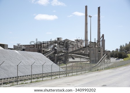 CEMENT WORKS AT RIEBEEK WEST NORTH OF CAPE TOWN SOUTH AFRICA - OCTOBER 2015 -Cement manufacturing plant set in countryside near Riebeek West South Africa