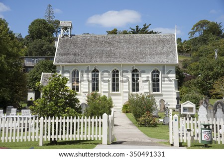 OLDEST CHURCH IN NEW ZEALAND - CIRCA FEBRUARY 2014 - Christ Church at Russell New Zealand New Zealands oldest church