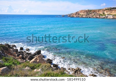 The Golden Bay, Maltese islands, Mediterranean sea