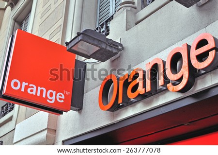 BARCELONA, SPAIN - FEBRUARY 7: Logo and sign of Orange mobile company on February 7, 2015. Orange is a French multinational telecommunications corporation.
