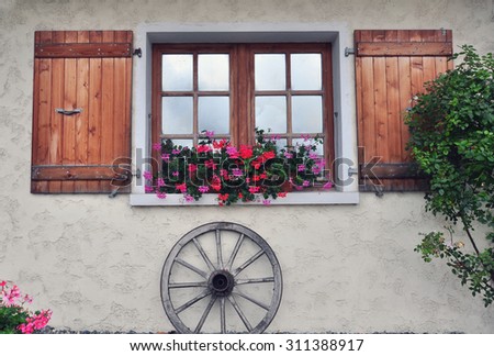 Windows of the french country house, Haute Savoie