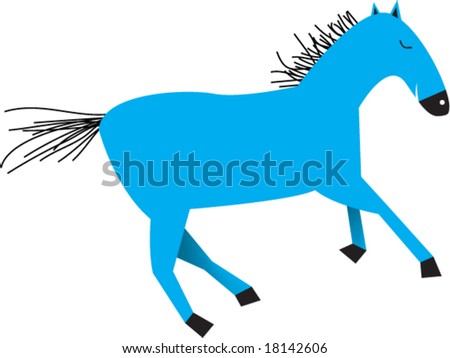 Cartoon Blue Horse