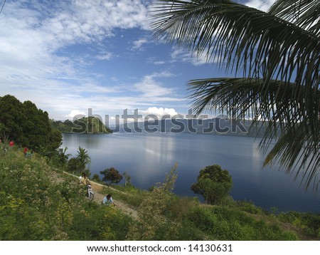 Download this Lake Toba View From Tiga Ras Stock Photo picture