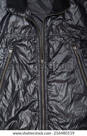 black nylon and leather jacket full zip
