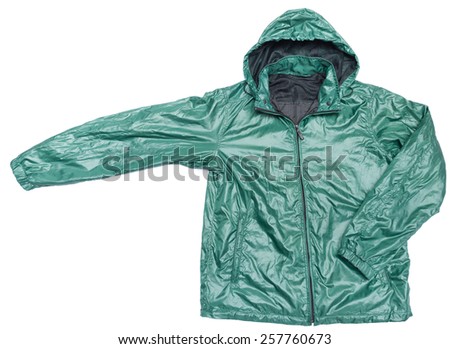 green windbreaker waterproof  jacket full zip