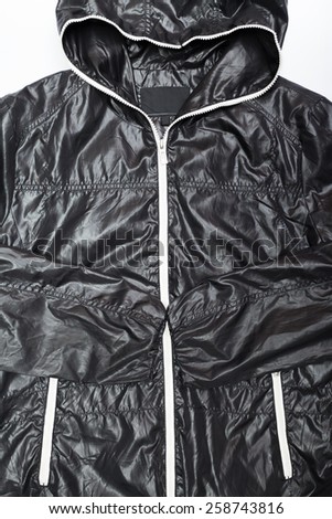 black windbreaker waterproof  hoodie  jacket full zip