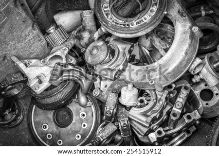 black and white background of auto parts