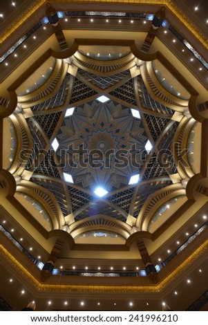 ABU DHABI, UAE - NOVEMBER 23: Emirates Palace hotel on November 23, 2014. Emirates Palace is a luxurious and the most expensive 7 star hotel designed by John Elliott RIBA.