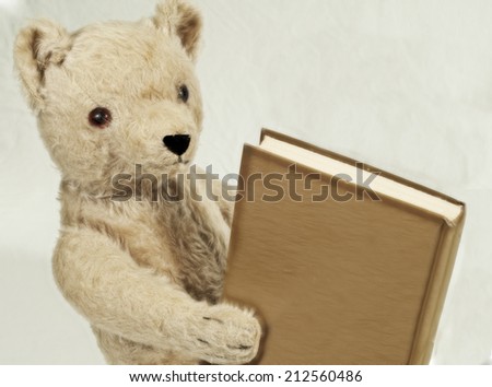 Vintage Teddy Bear Loves Books