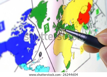 pen showing sales territory map on screen