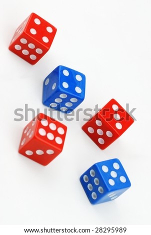Blue and Red Dices on White
