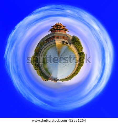 Planet with Forbidden City of Beijing,China.