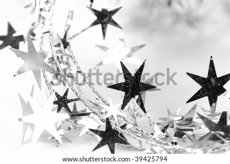 Glitter christmas stars on the white background