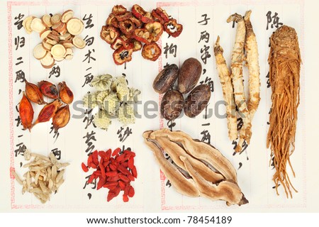 Collection of Chinese medicine formula - Chinese characters are names for the herbs in the formula