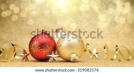 Christmas balls on glitter background