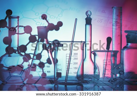 Science and medical background. Laboratory glassware.