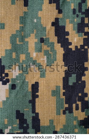 Woodland digital camouflage rip-stop vertical fabric texture background