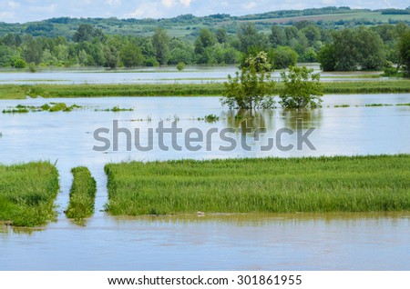 Flooded cultivated land, damage from water