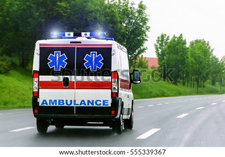 Ambulance van on highway