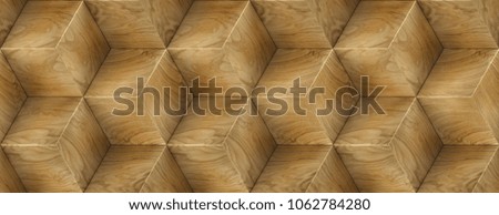 Wood veneer boxes design hexagon 3d panels . Material wood oak. High quality seamless realistic texture.