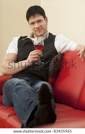 Relaxed man with wine glass