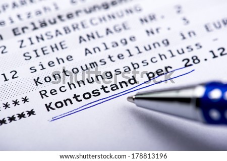 bank balance writen in German Language Kontostand