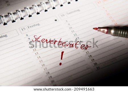 Tax Advisor - entry on the calendar      writen in German language