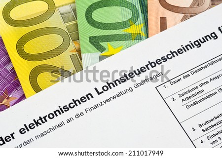 Electronic income tax certificate writen in German Language Elektronische Lohnsteuerbescheinigung