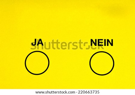 Yes or No writen in german Language writen