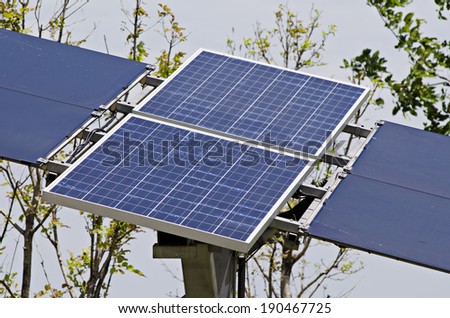 closeup of a small photovoltaic panel for renewable electric energy production