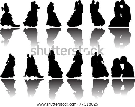 stock vector Wedding silhouettes