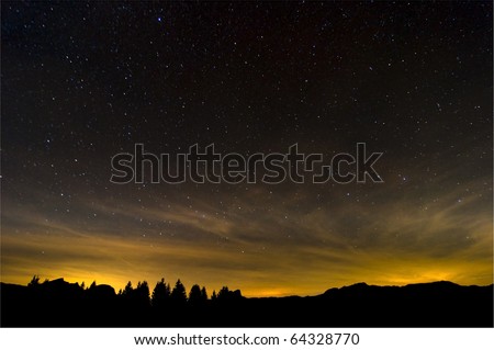 A clear night in the mountains in Oberstdorf, Germany, showing stars